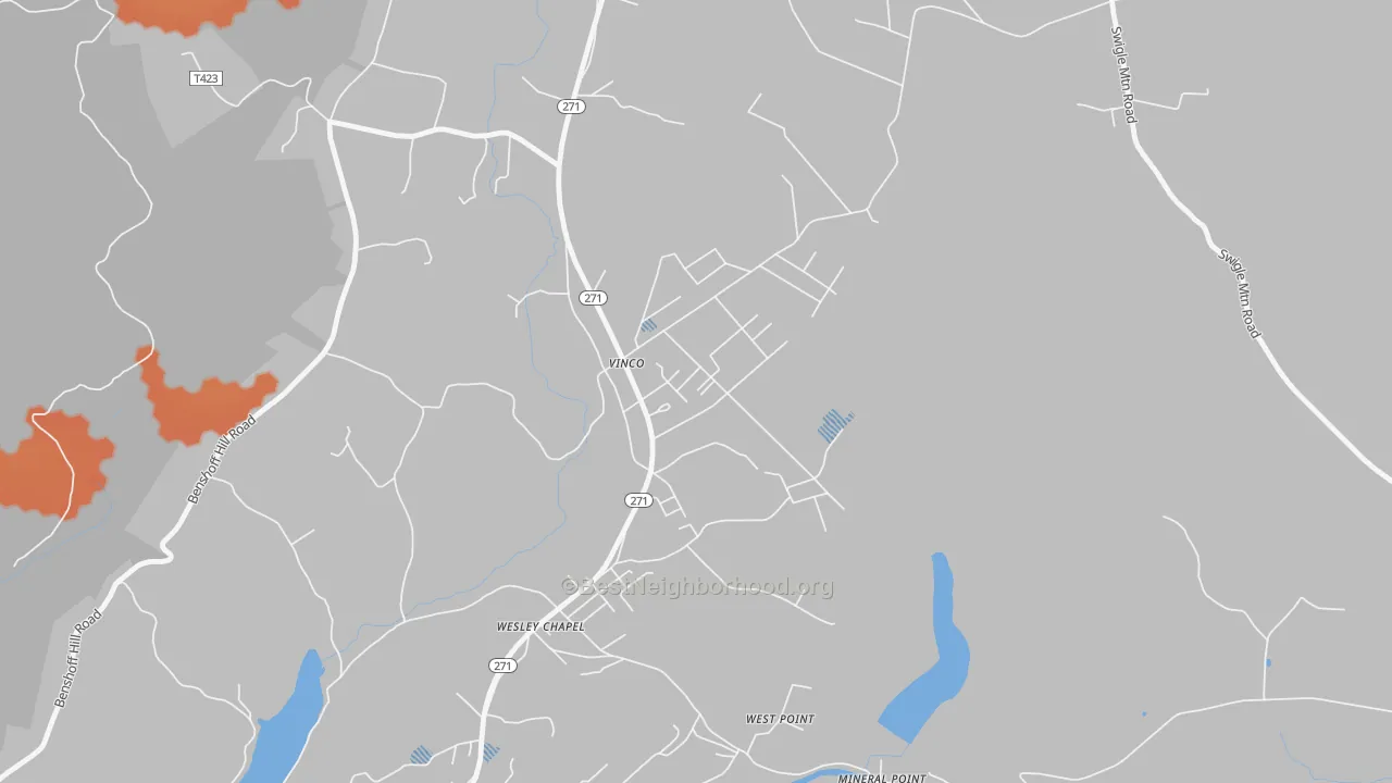 Bike Grade map of Vinco, PA