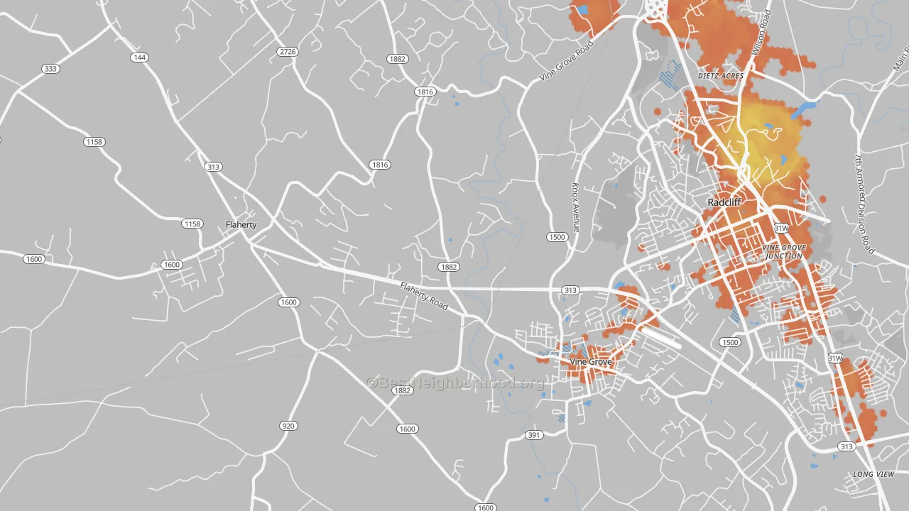 Bike Grade map of Vine Grove, KY