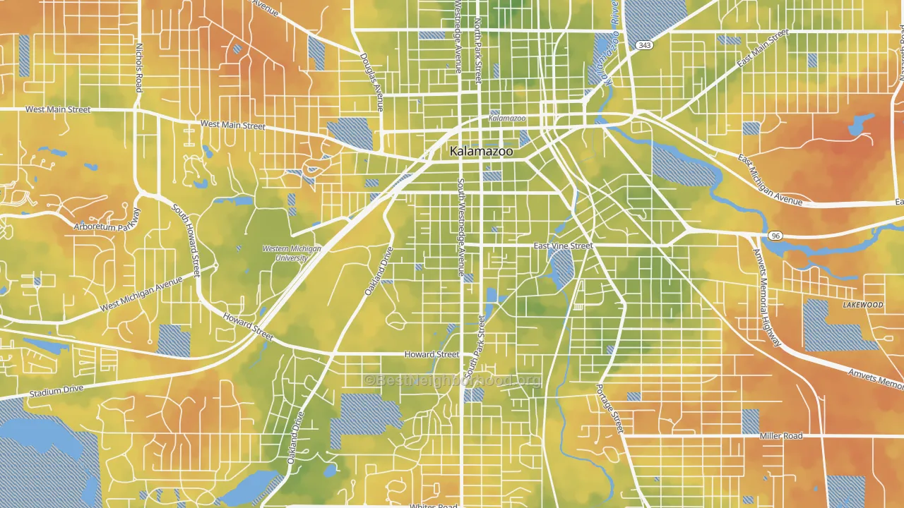 Bike Grade map of Vine, Kalamazoo, MI