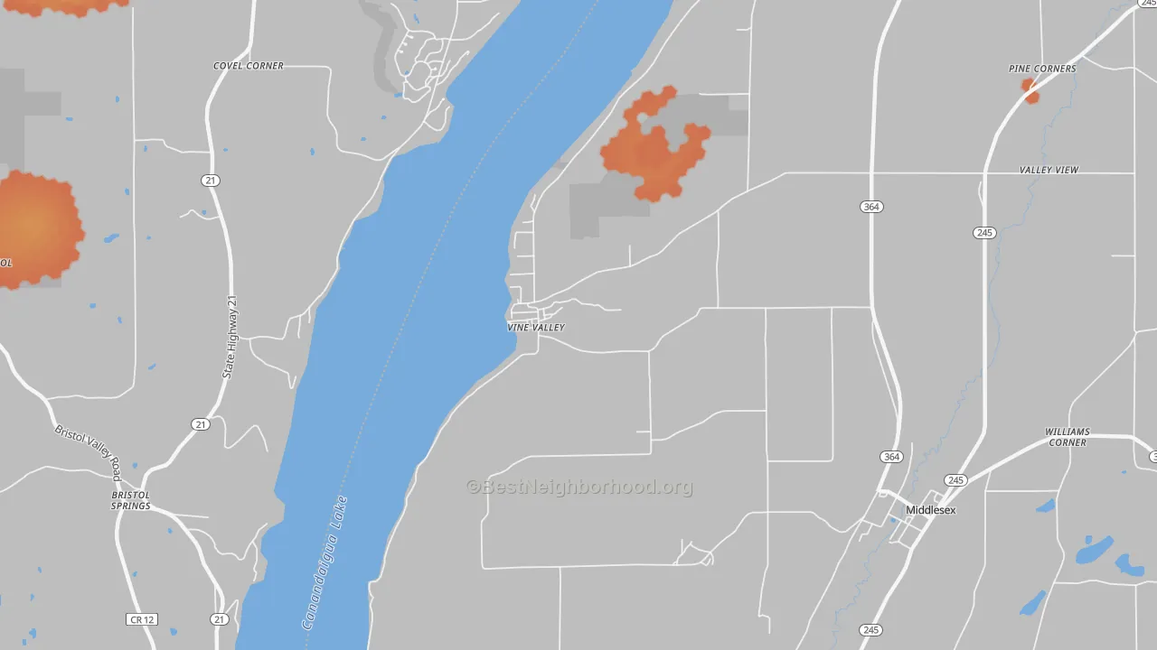 Bike Grade map of Vine Valley, NY