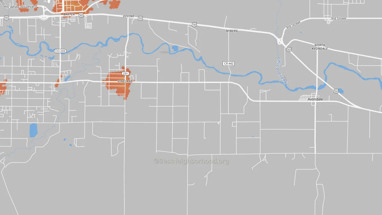 Bike Grade map of Vineland, CO