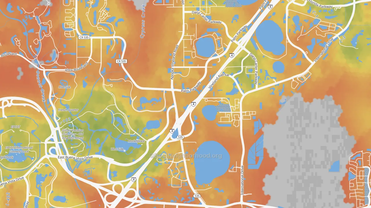 Bike Grade map of Vineland, FL