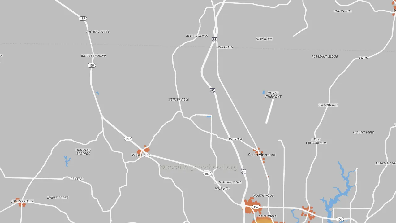 Bike Grade map of Vinemont, AL