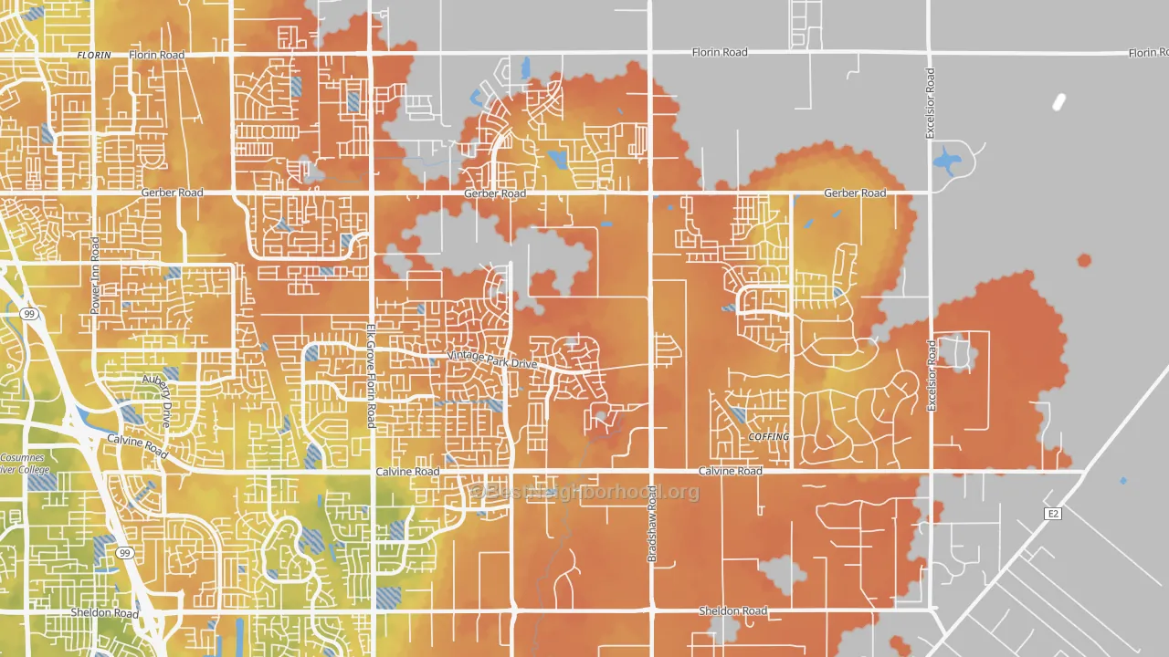Bike Grade map of Vineyard, CA