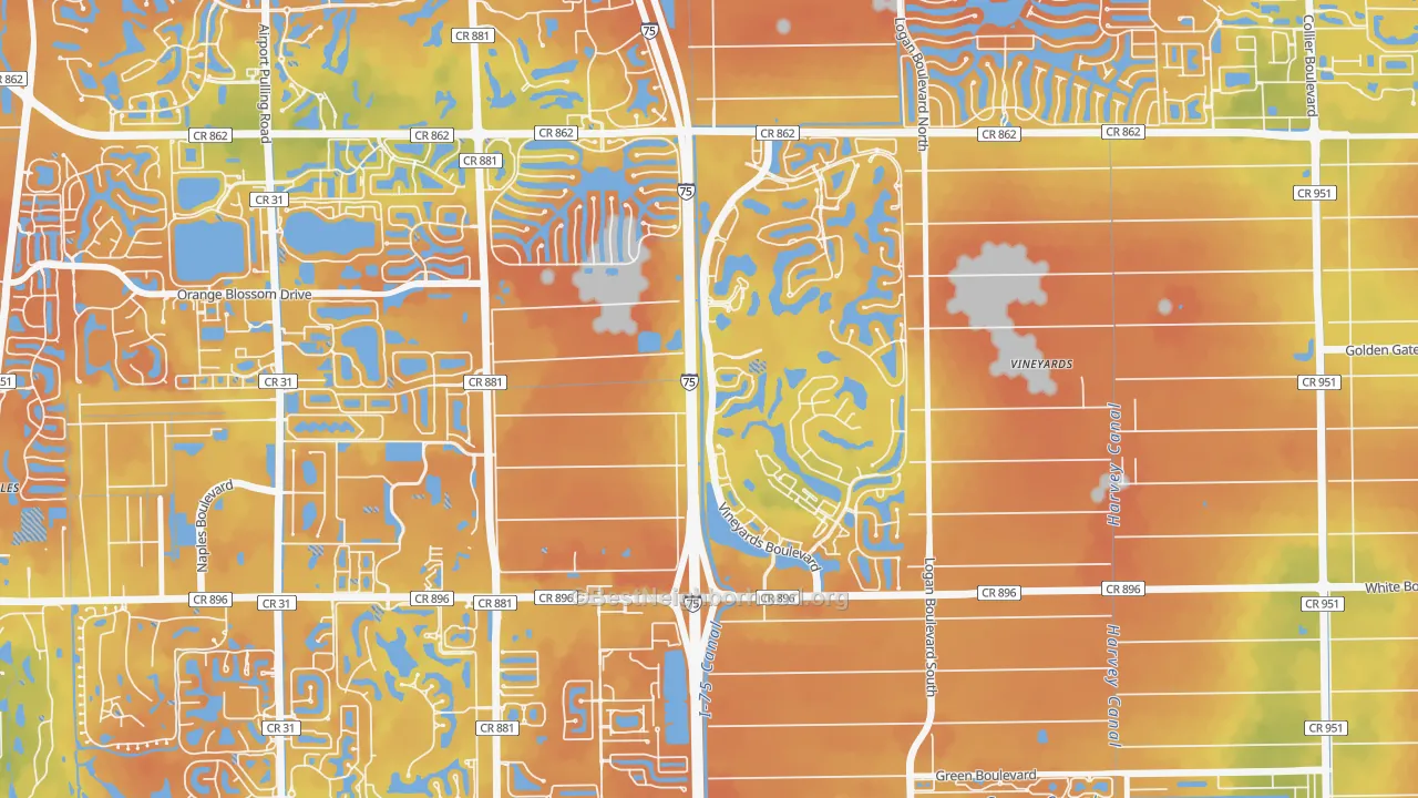 Bike Grade map of Vineyards, Naples, FL