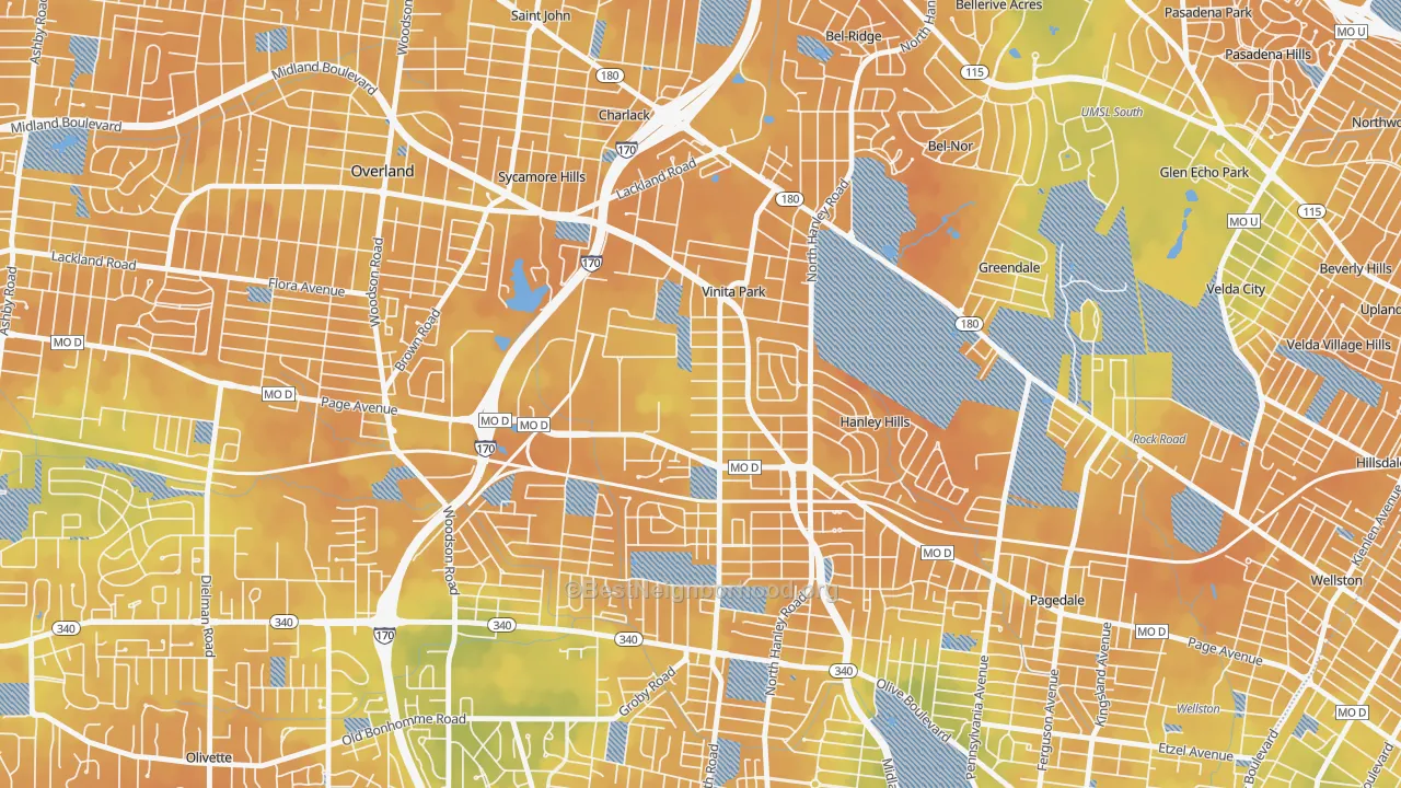Bike Grade map of Vinita Park, MO