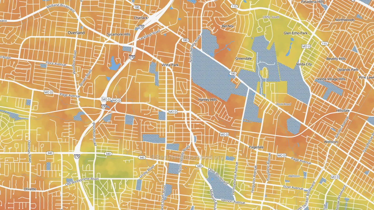 Bike Grade map of Vinita Terrace, MO