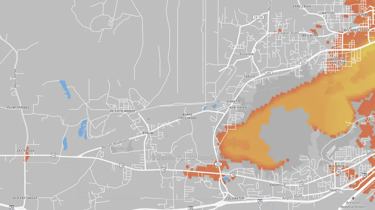 Bike Grade map of Vinnette, AL