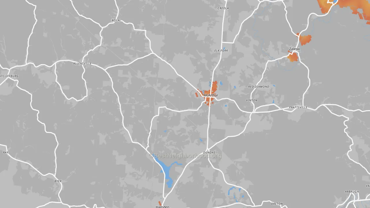 Bike Grade map of Vinton County, OH