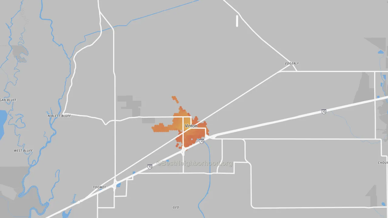 Bike Grade map of Vinton, LA