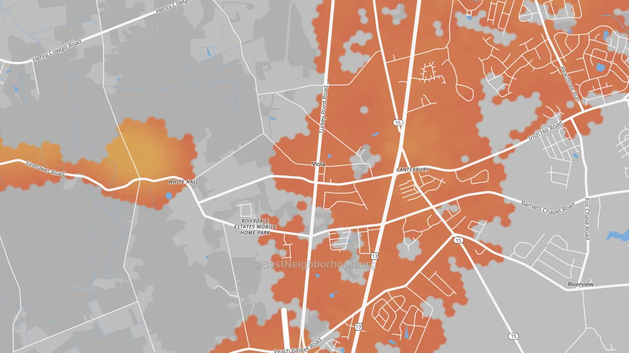 Bike Grade map of Viola, DE