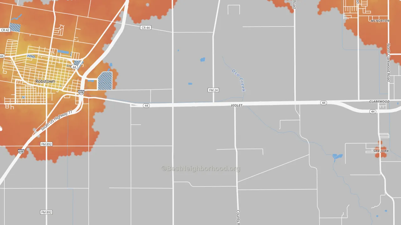 Bike Grade map of Violet, TX