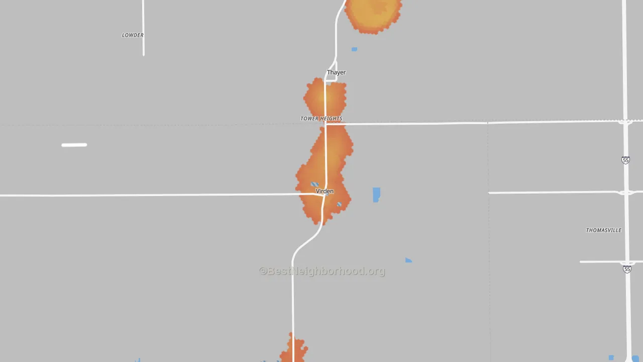 Bike Grade map of Virden, IL