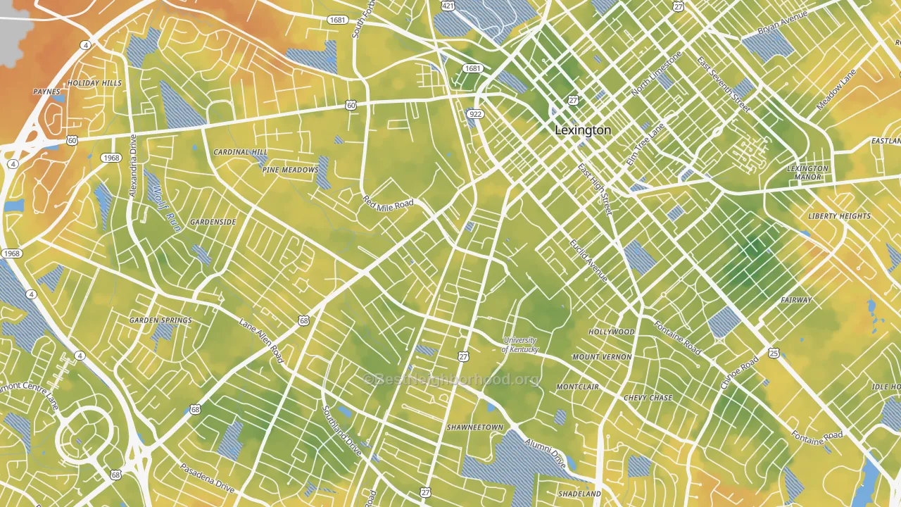 Bike Grade map of Virginia Ave, Lexington, KY