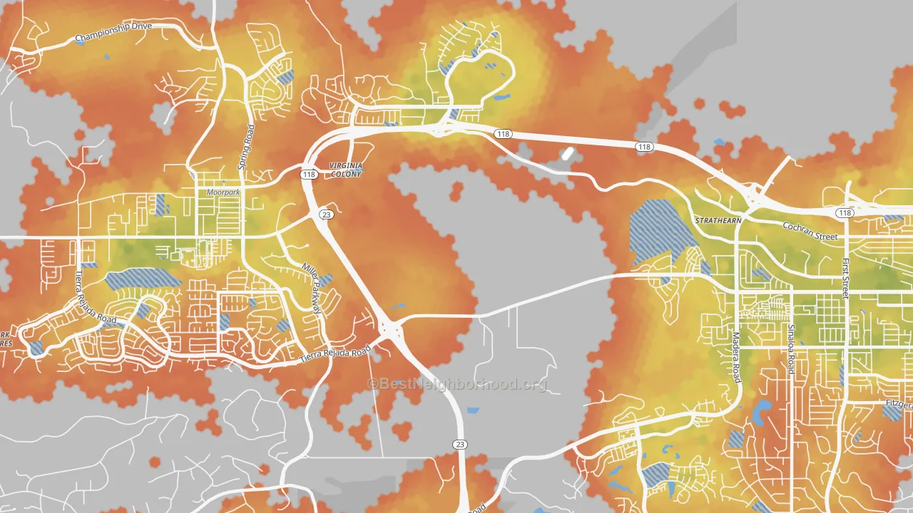 Bike Grade map of Virginia Colony, CA