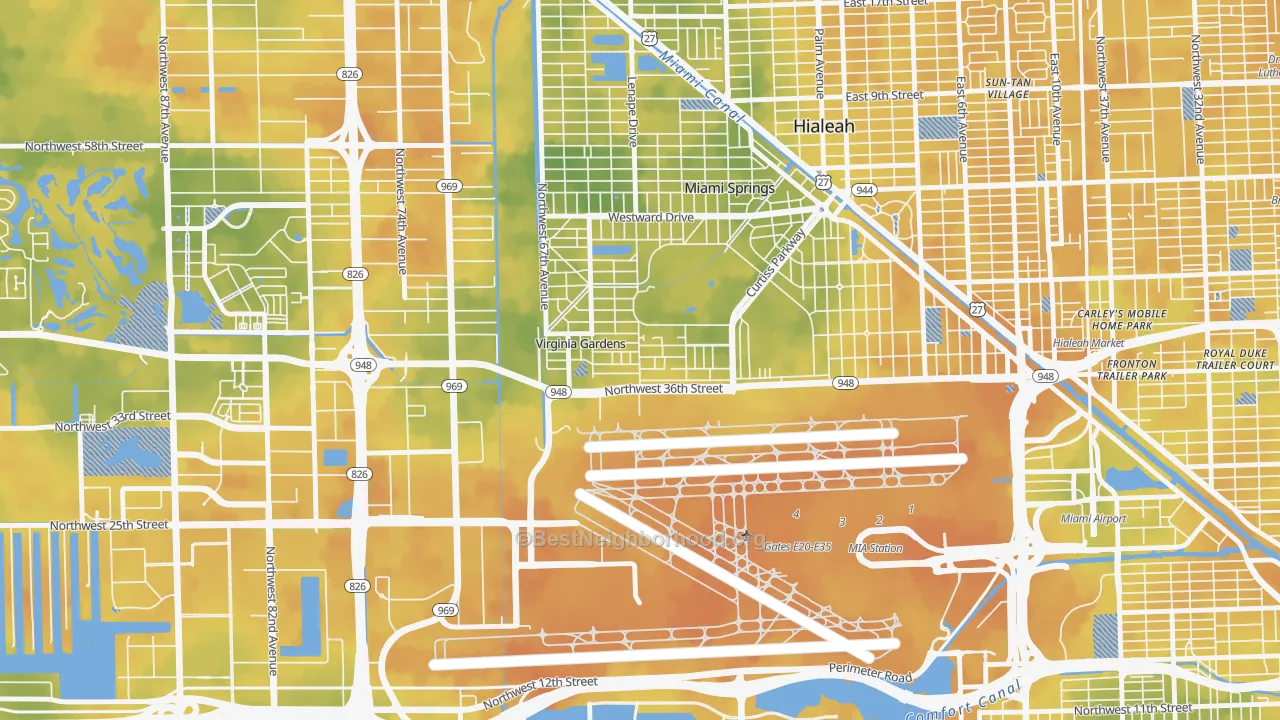 Bike Grade map of Virginia Gardens, FL