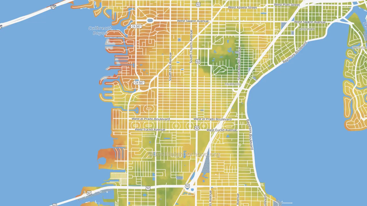 Bike Grade map of Virginia Park, Tampa, FL