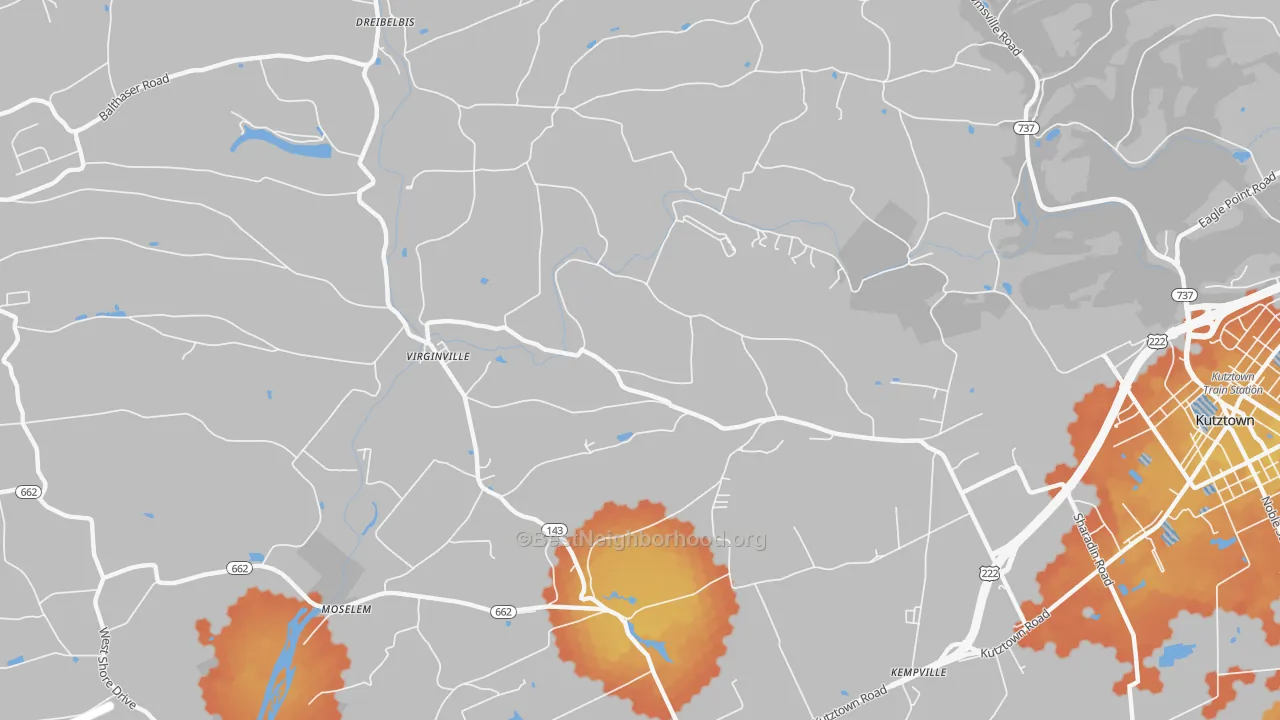Bike Grade map of Virginville, PA