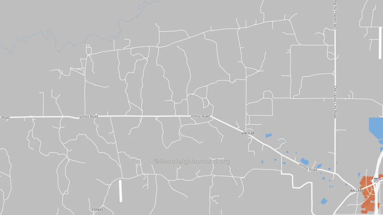 Bike Grade map of Virlilia, MS