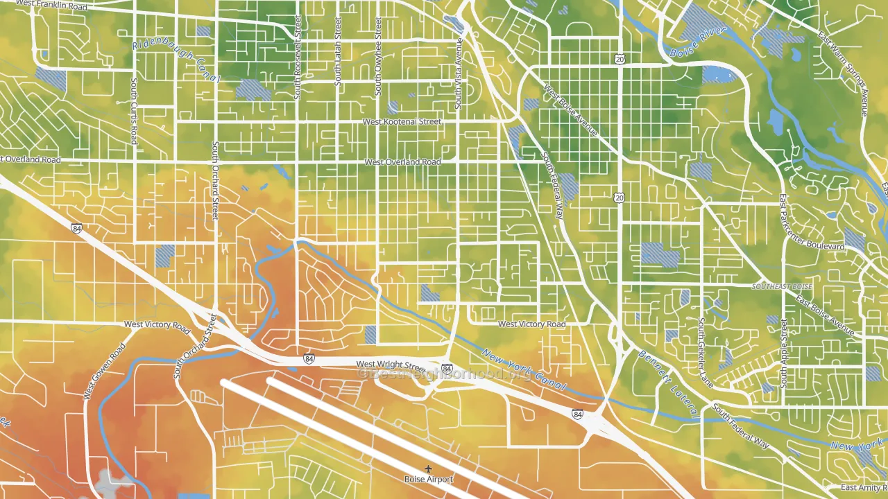 Bike Grade map of Vista, Boise, ID