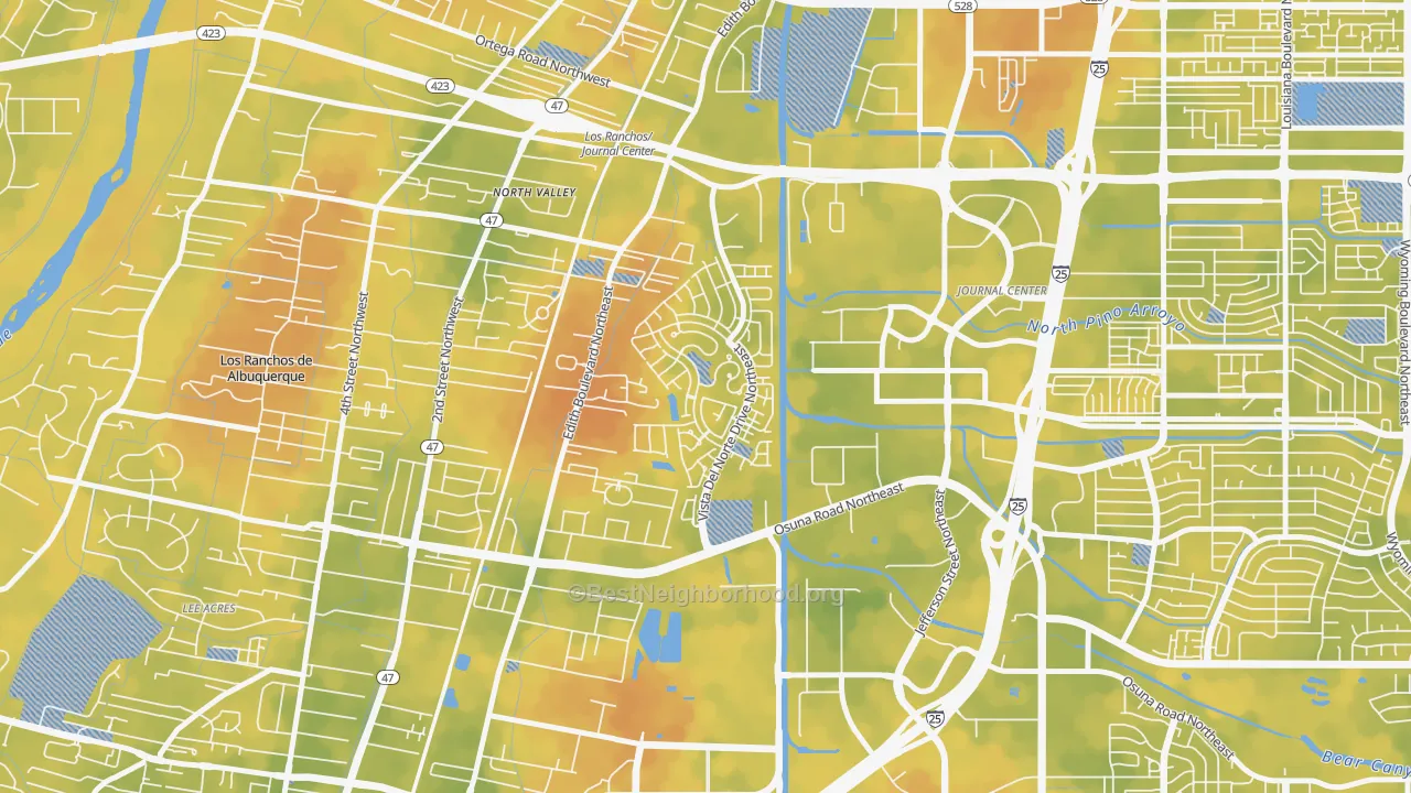 Bike Grade map of Vista del Norte, Albuquerque, NM