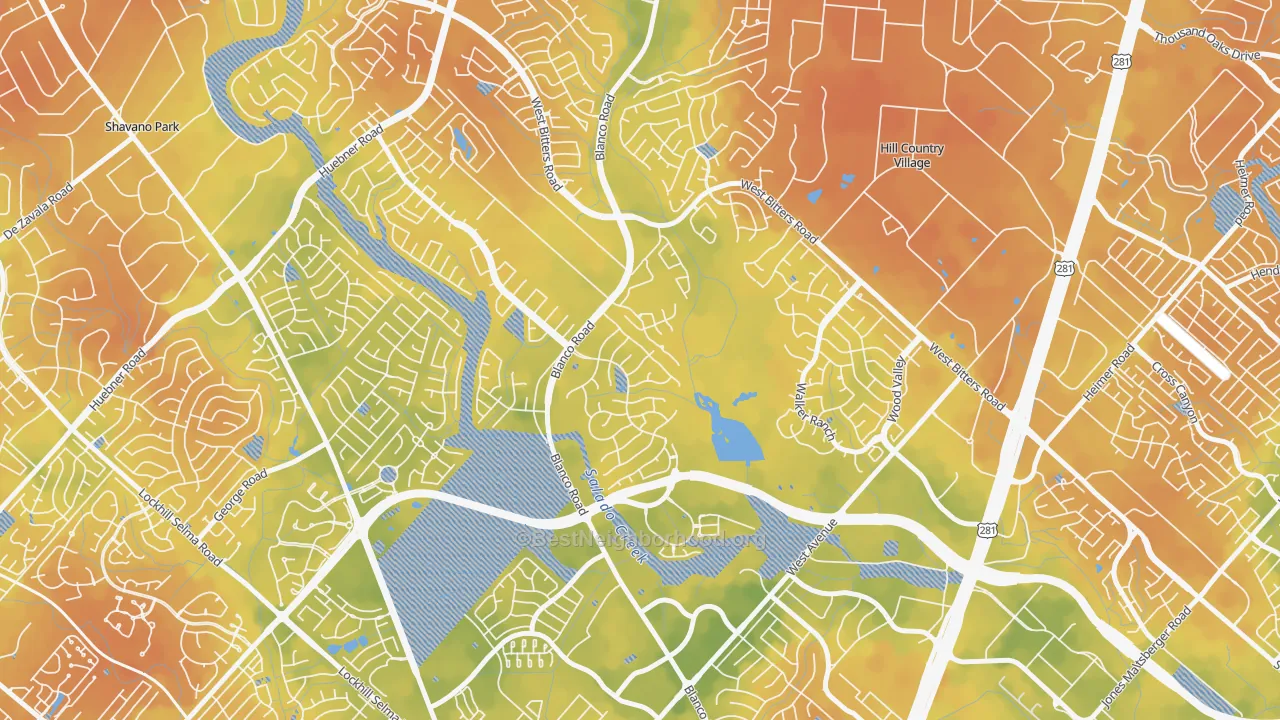 Bike Grade map of Vista del Norte, San Antonio, TX