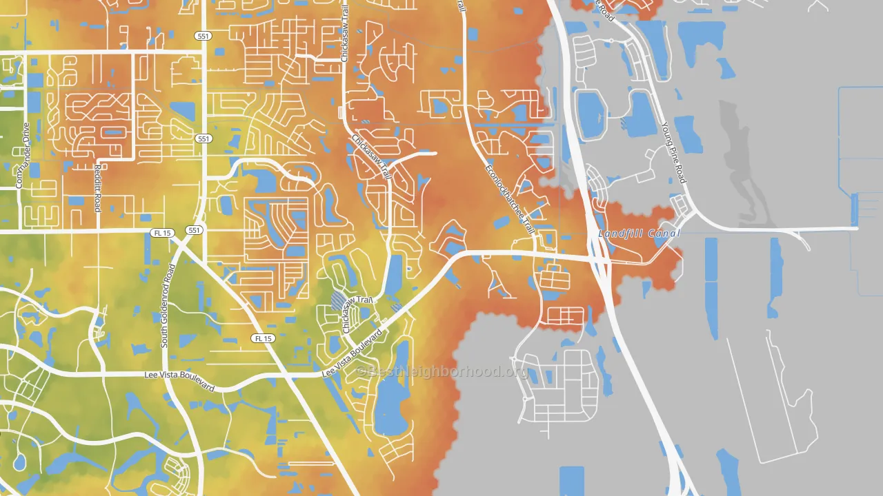 Bike Grade map of Vista East, Orlando, FL
