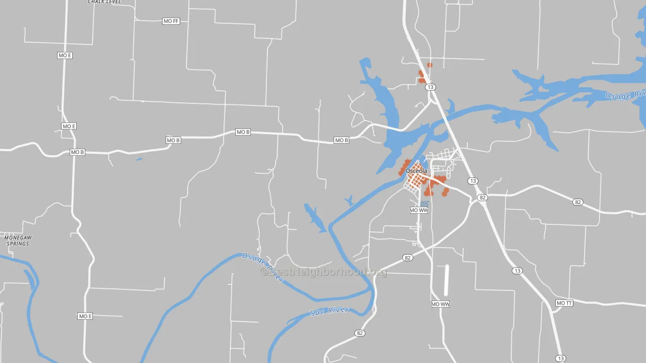 Bike Grade map of Vista, MO