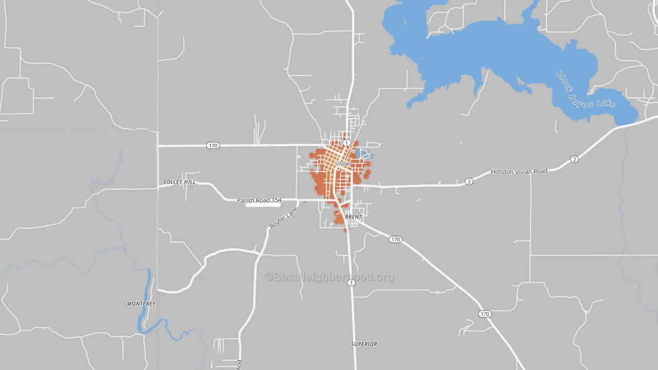 Bike Grade map of Vivian, LA