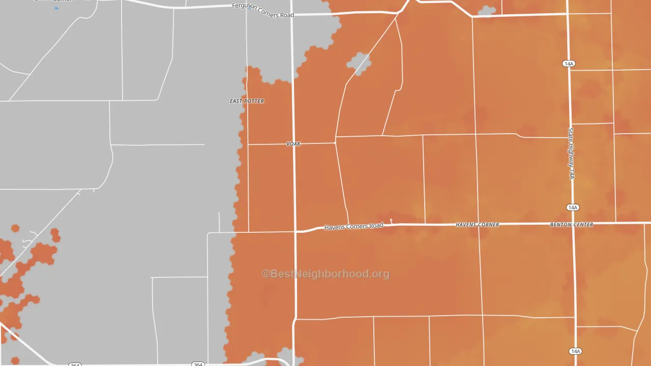 Bike Grade map of Voak, NY