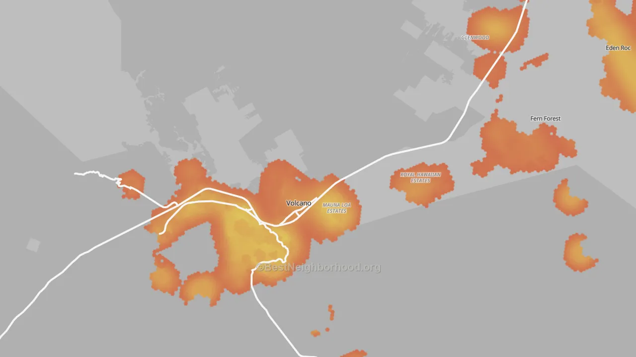 Bike Grade map of Volcano, HI