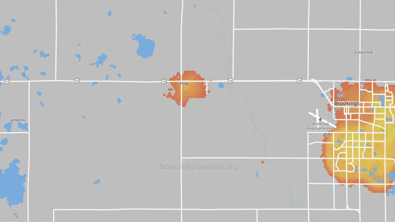 Bike Grade map of Volga, SD