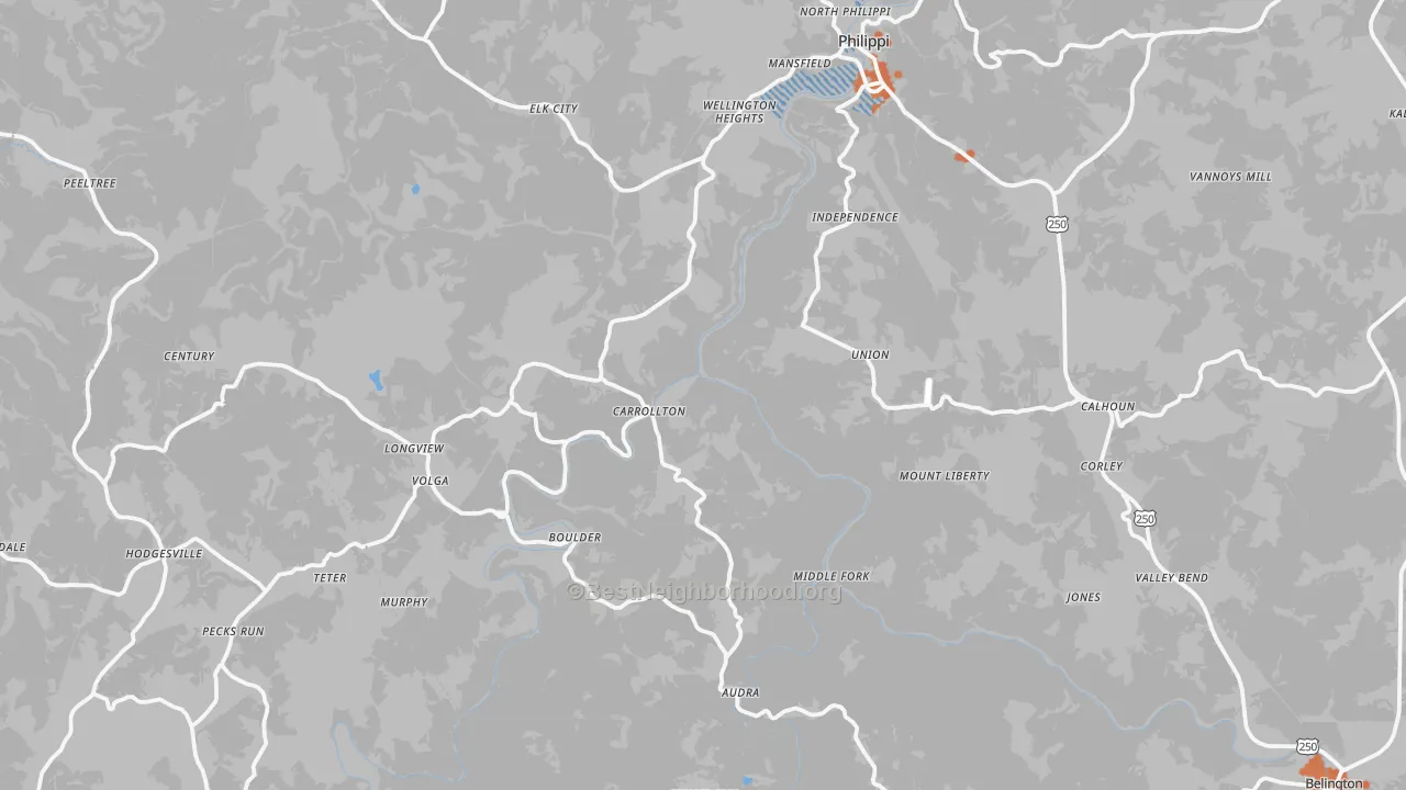 Bike Grade map of Volga, WV