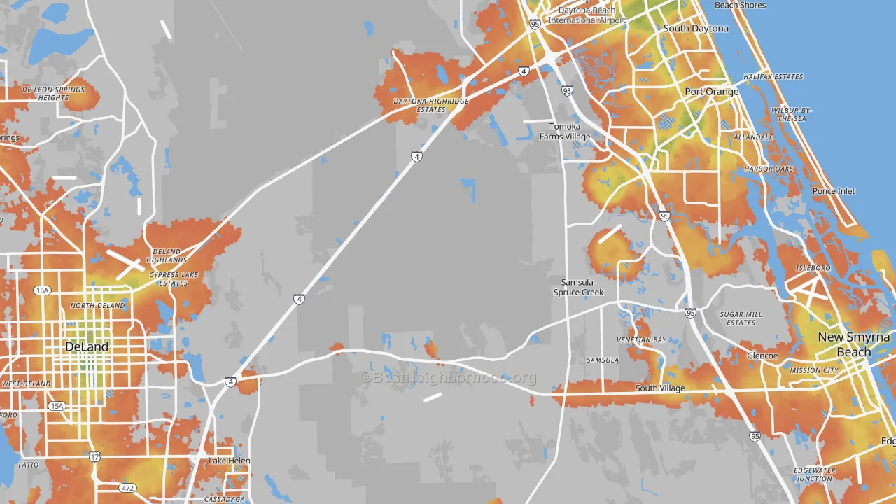 Bike Grade map of Volusia County, FL