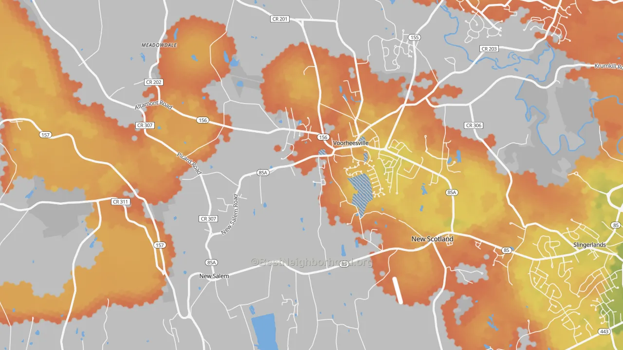 Bike Grade map of Voorheesville, NY