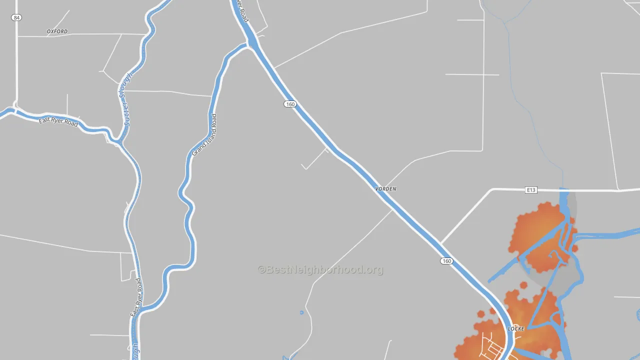 Bike Grade map of Vorden, CA
