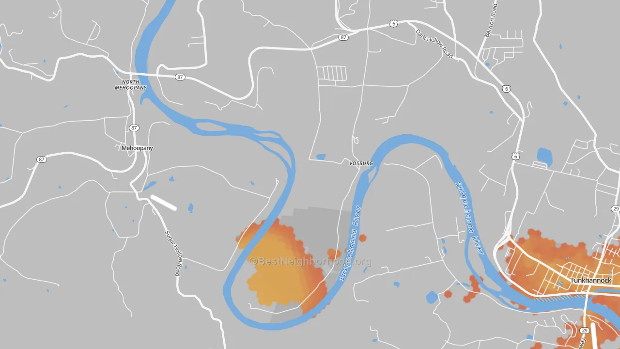 Bike Grade map of Vosburg, PA
