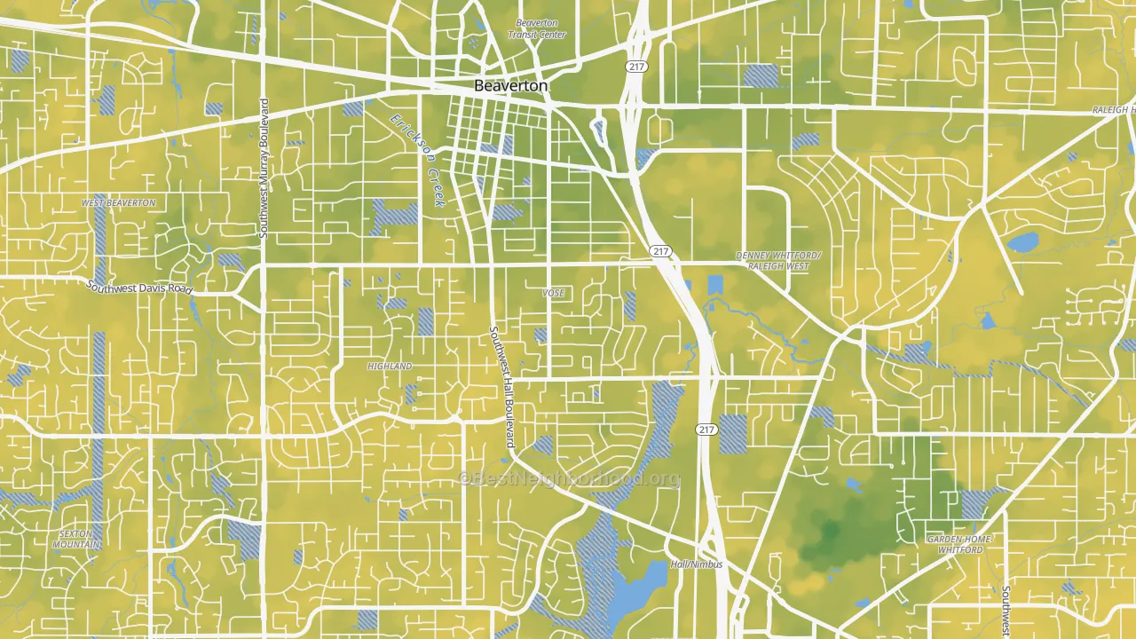 Bike Grade map of Vose, Beaverton, OR