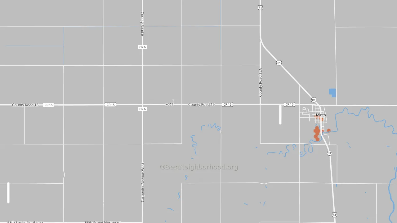 Bike Grade map of Voss, ND