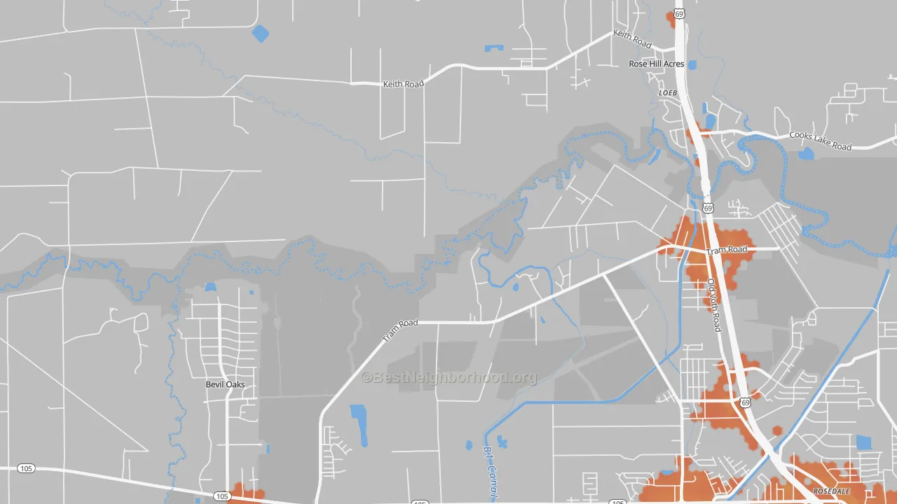 Bike Grade map of Voth, TX