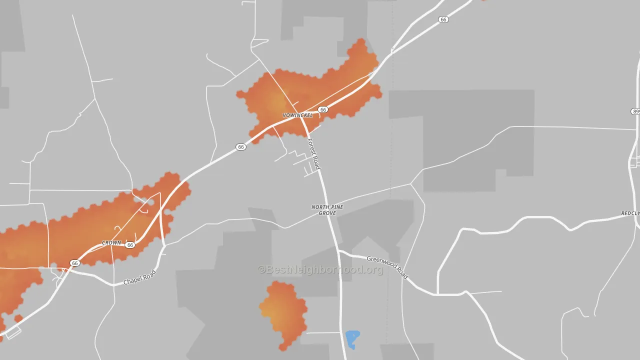 Bike Grade map of Vowinckel, PA