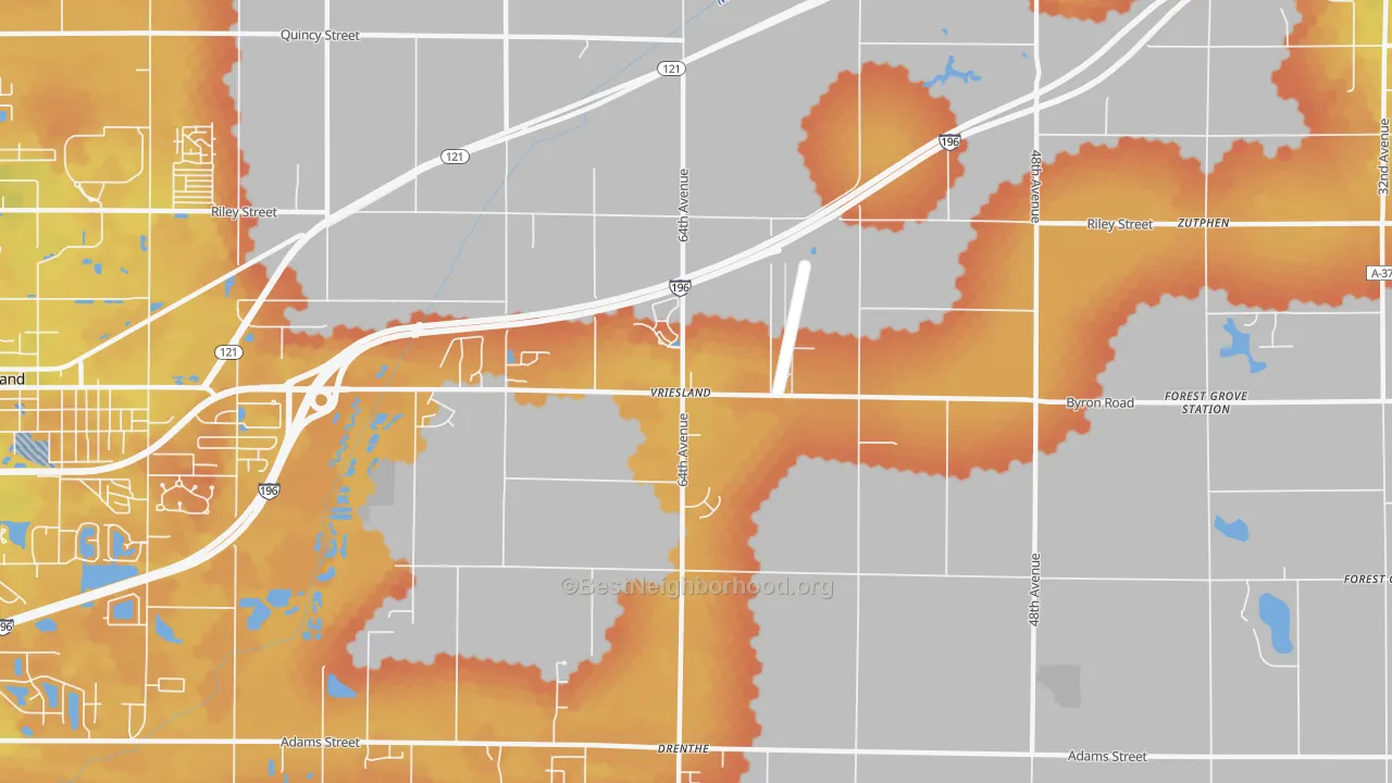 Bike Grade map of Vriesland, MI