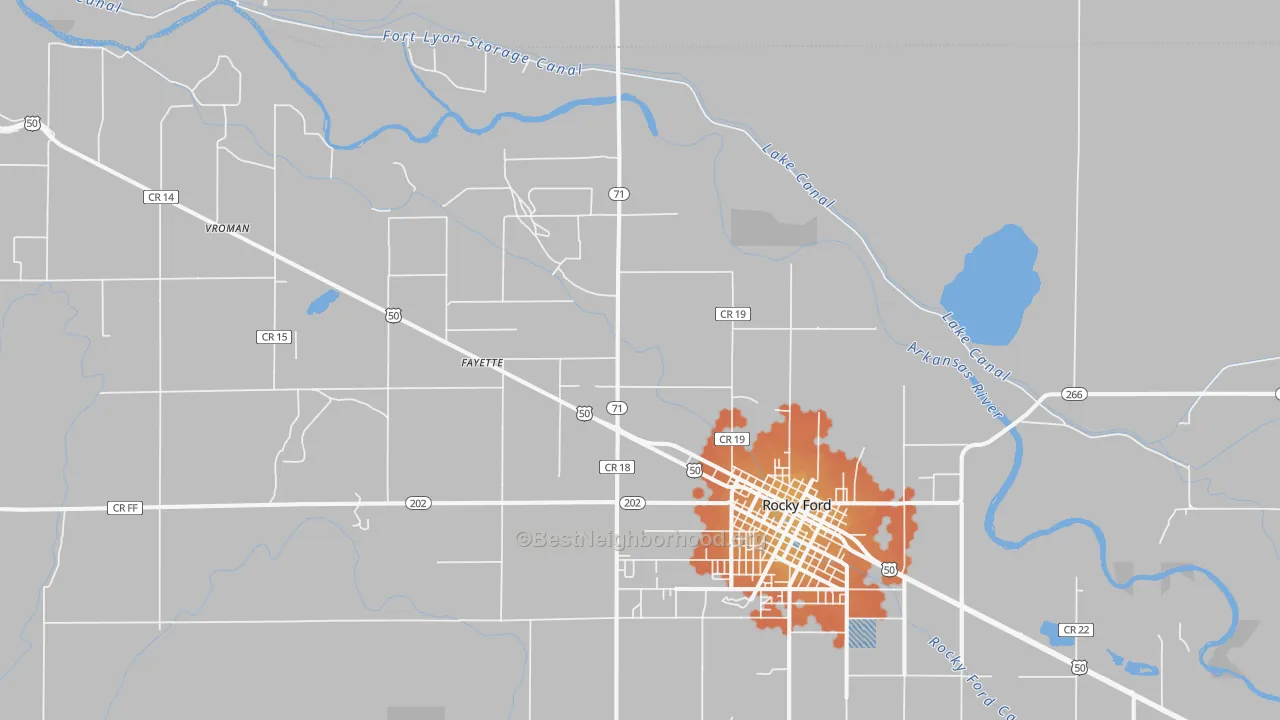 Bike Grade map of Vroman, CO