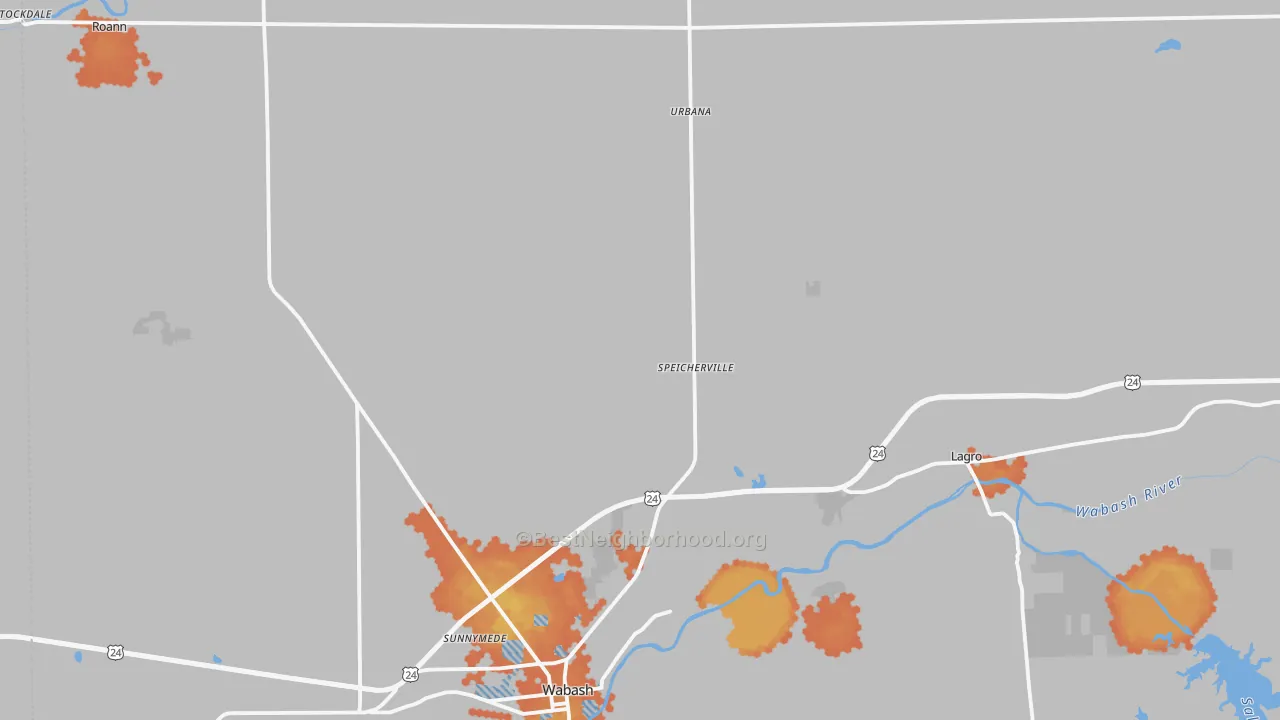 Bike Grade map of Wabash County, IN