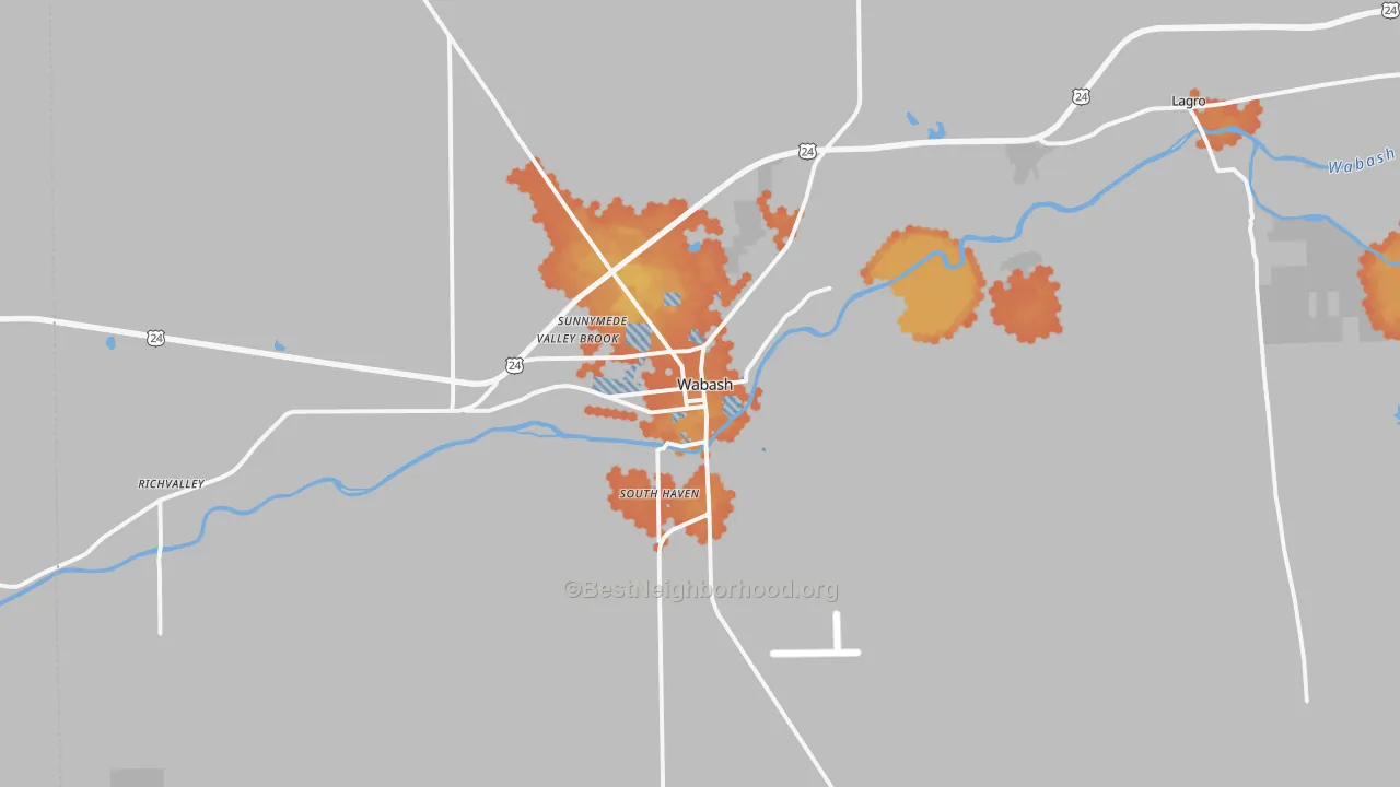 Bike Grade map of Wabash, IN