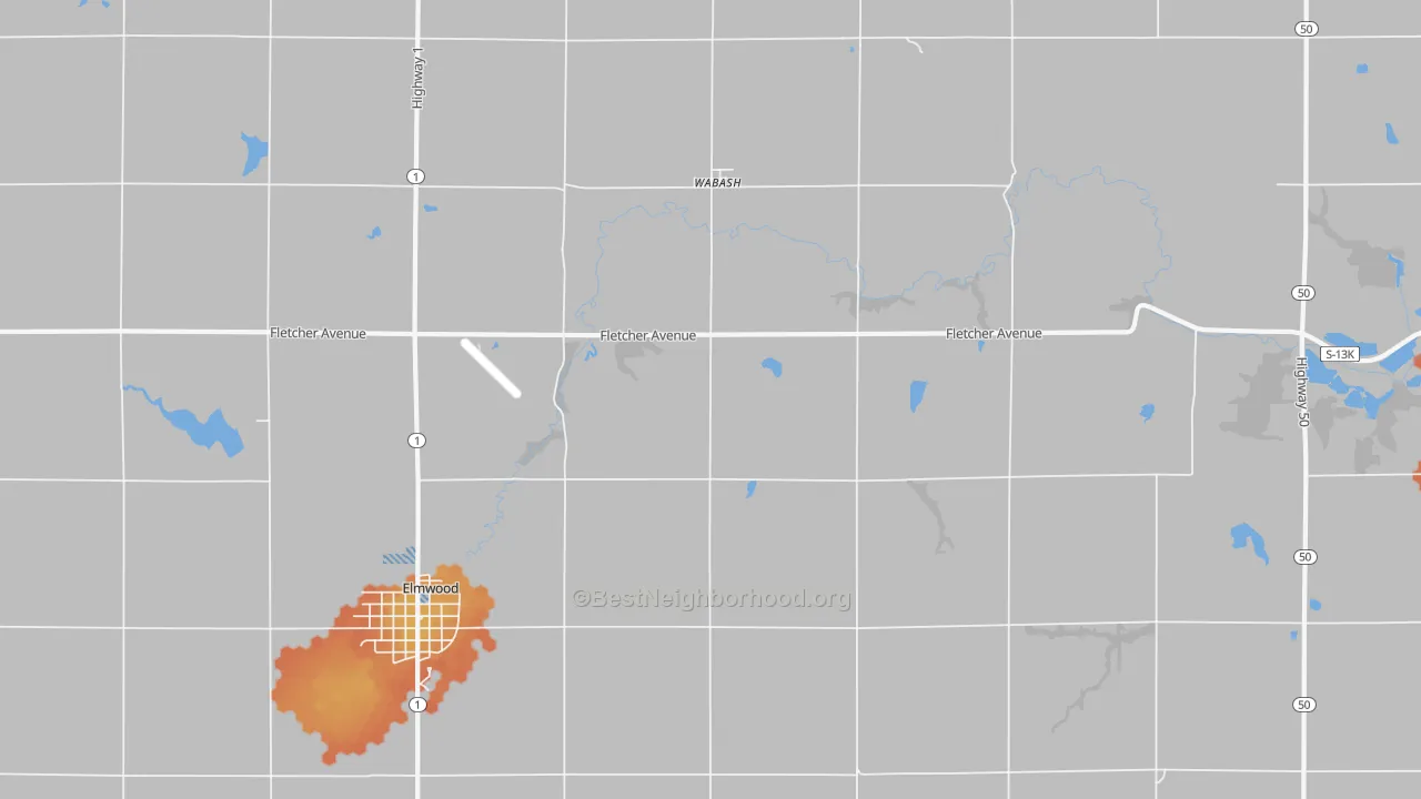 Bike Grade map of Wabash, NE