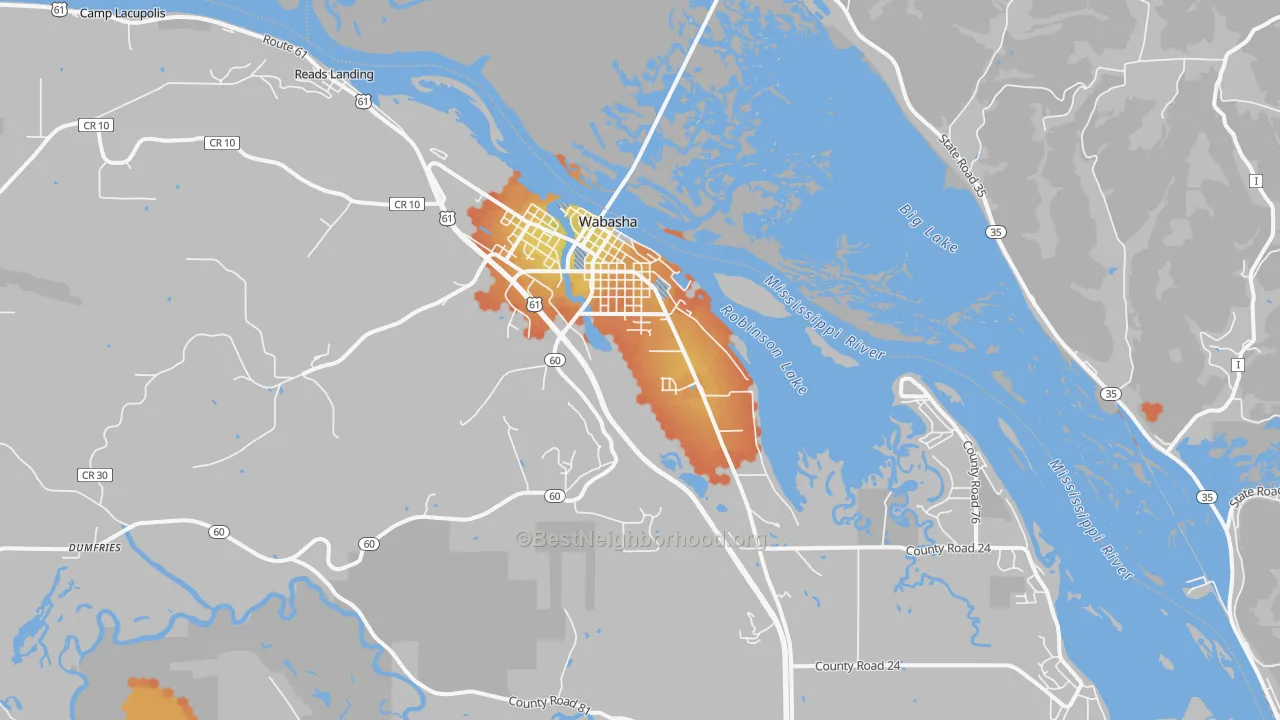 Bike Grade map of Wabasha, MN