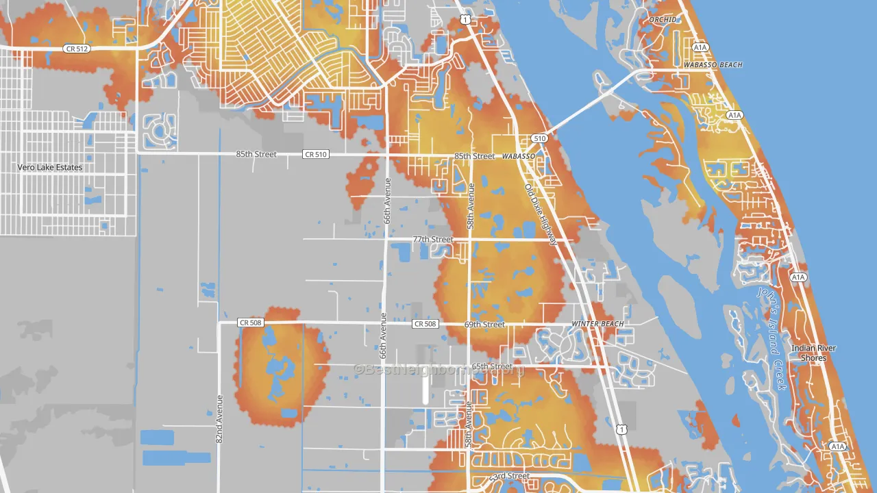 Bike Grade map of Wabasso, FL