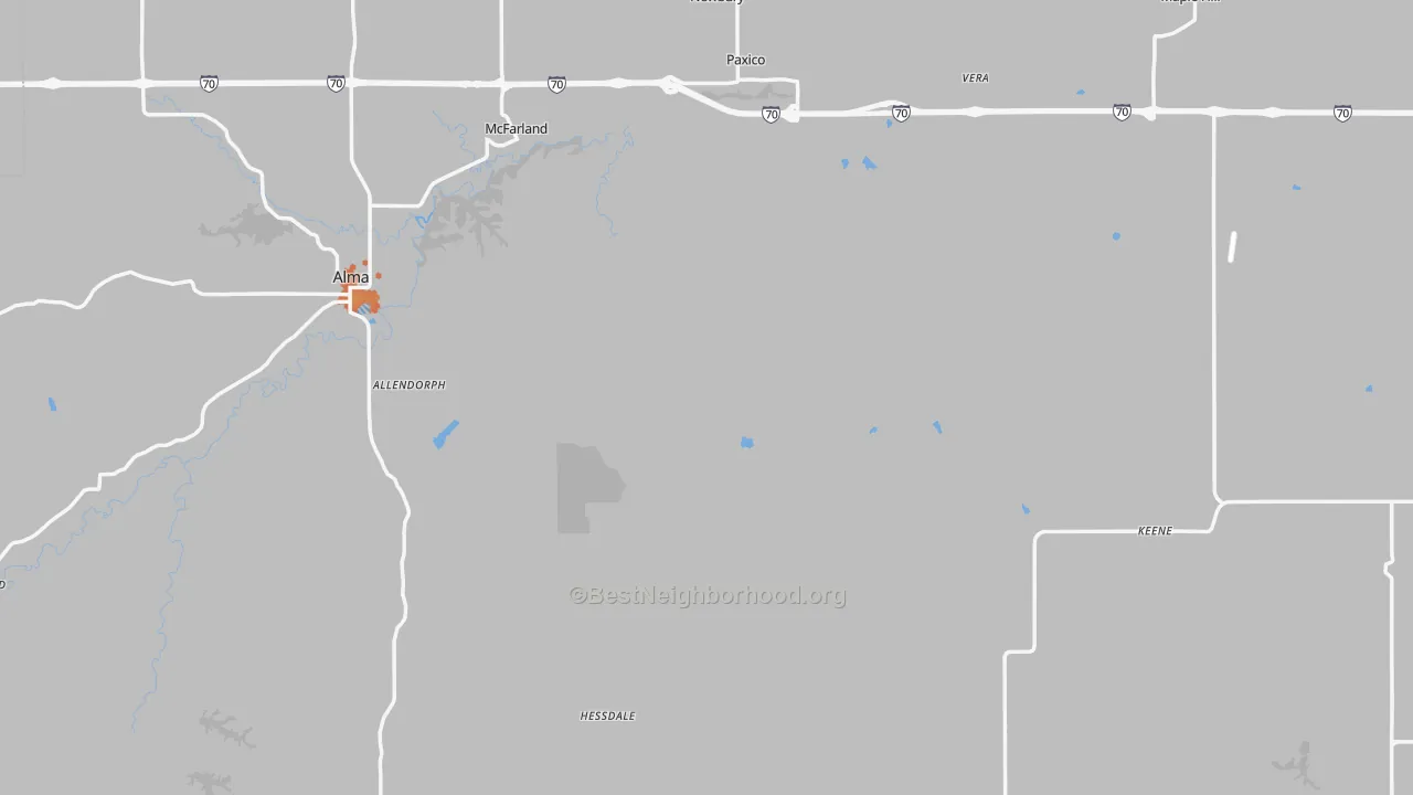 Bike Grade map of Wabaunsee County, KS