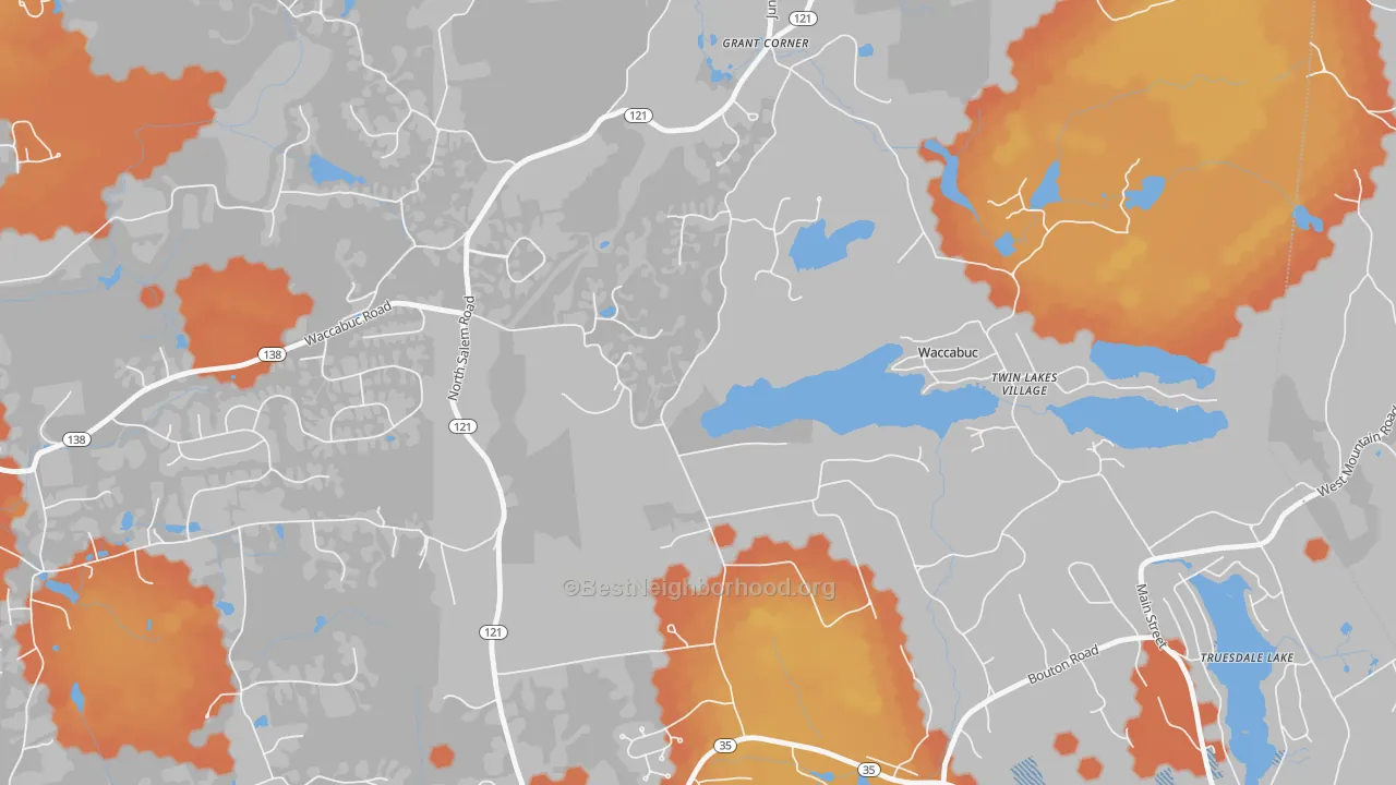 Bike Grade map of Waccabuc, NY